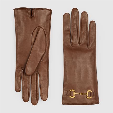gucci guanti in pelle marronw